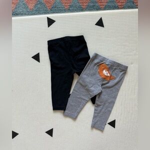 Carters|Baby girl lot of two leggings,solid Black & Gray with bird print back•9M